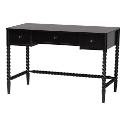 Baxton Studio Lucera Bobbin Writing Desk - 3-Drawer Home Office Desk with Spindle Frame, Black